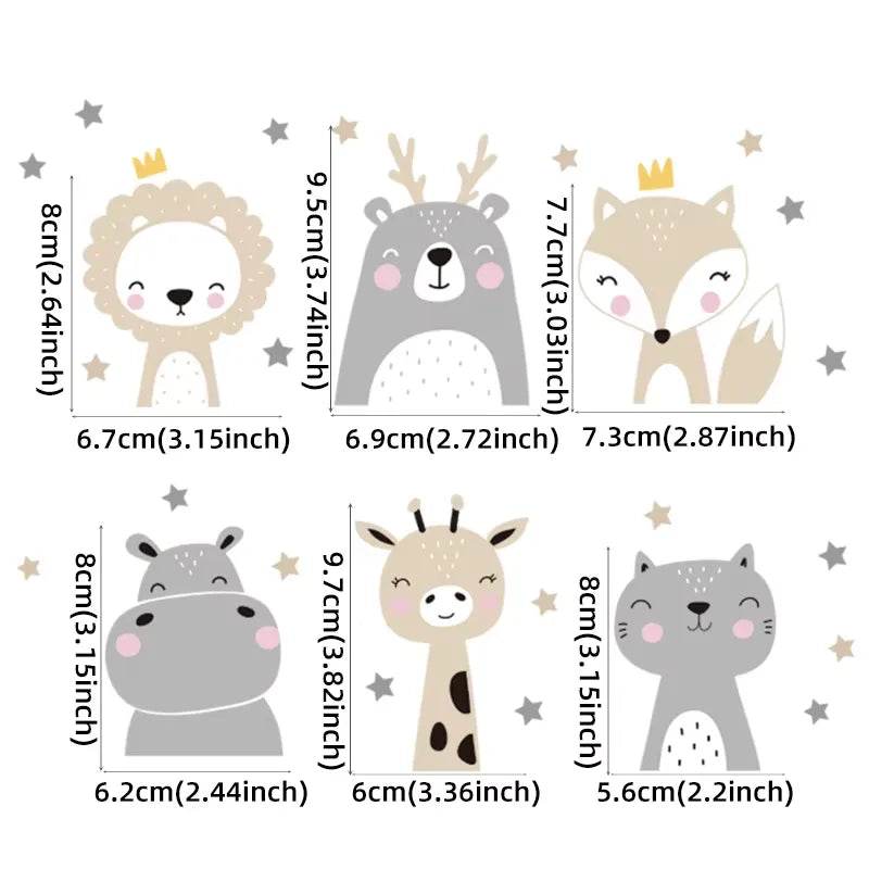 Adesivos de Parede Infantil Animais Fofos Leve 6 Pague 5 Varialle