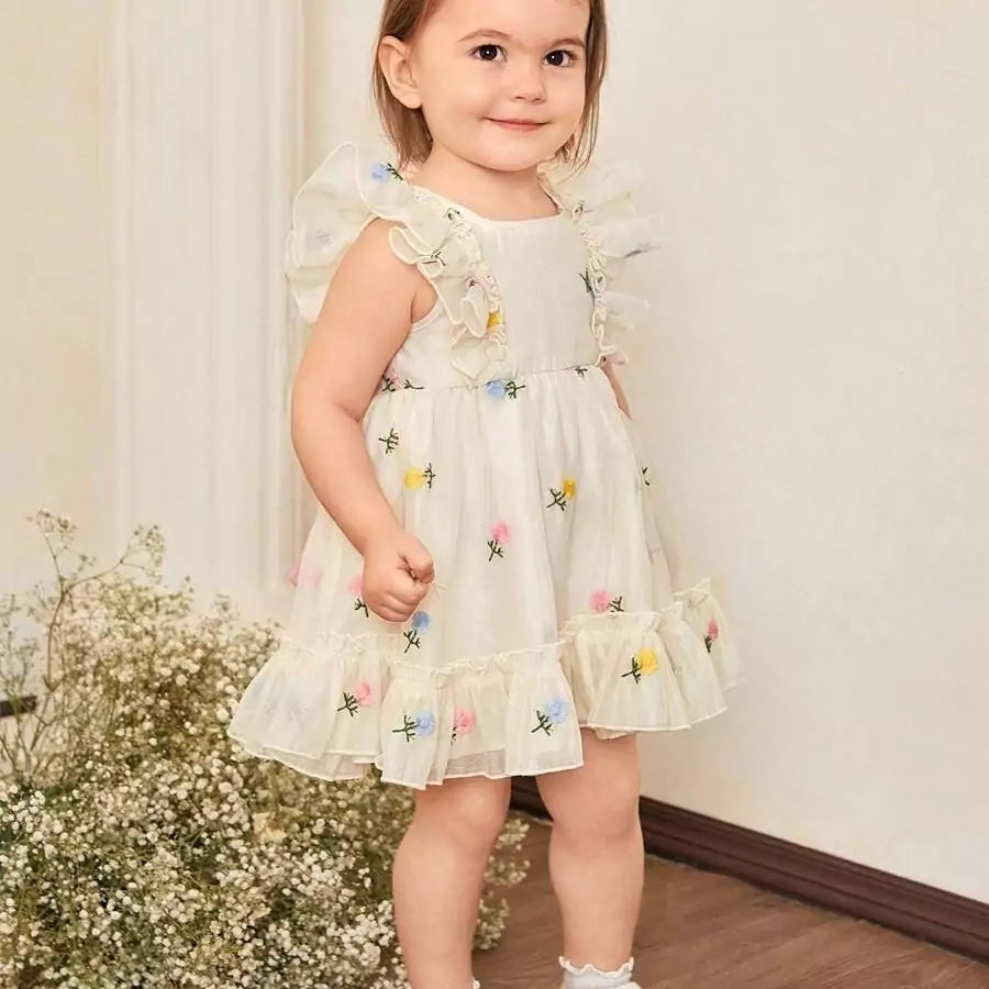 Vestido Infantil Encanto das Flores 6 Meses a 3 Anos