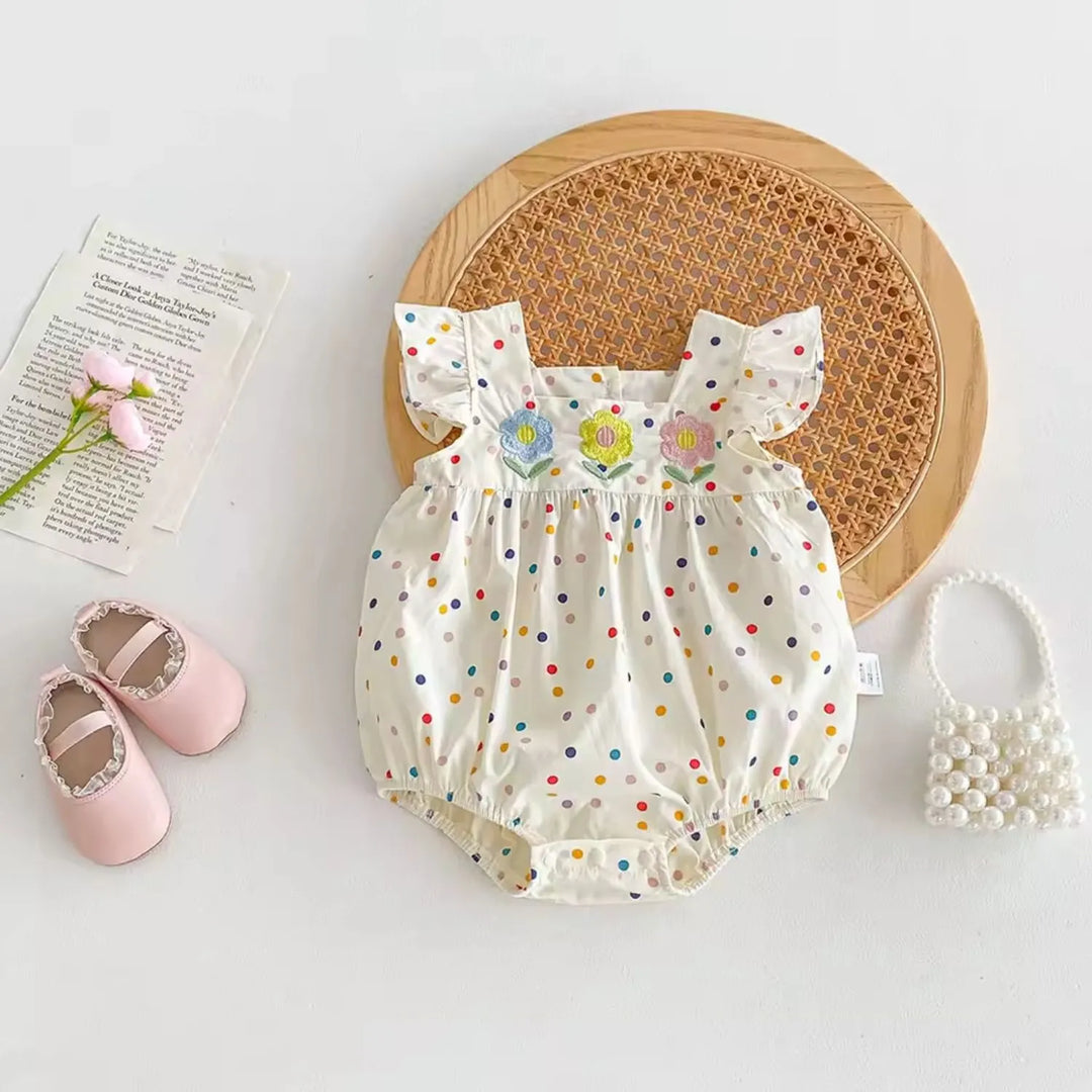 Body Bebê Menina em Algodão com Bordado Floral 3 a 24 Meses - Varialle