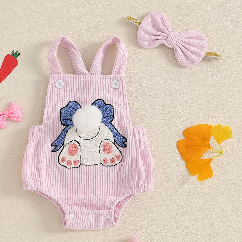 Body Infantil Coelhinho com Pompom e Headband 0 a 18 Meses Varialle