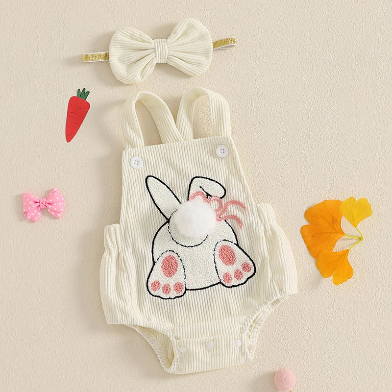 Body Infantil Coelhinho com Pompom e Headband 0 a 18 Meses Varialle