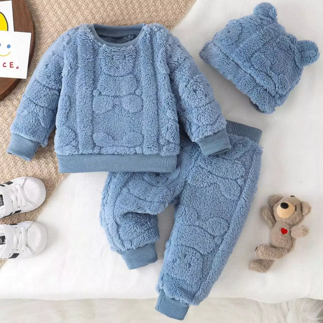 Conjunto Infantil Fleece 3 Peças Ursinho Quentinho 6M a 3A