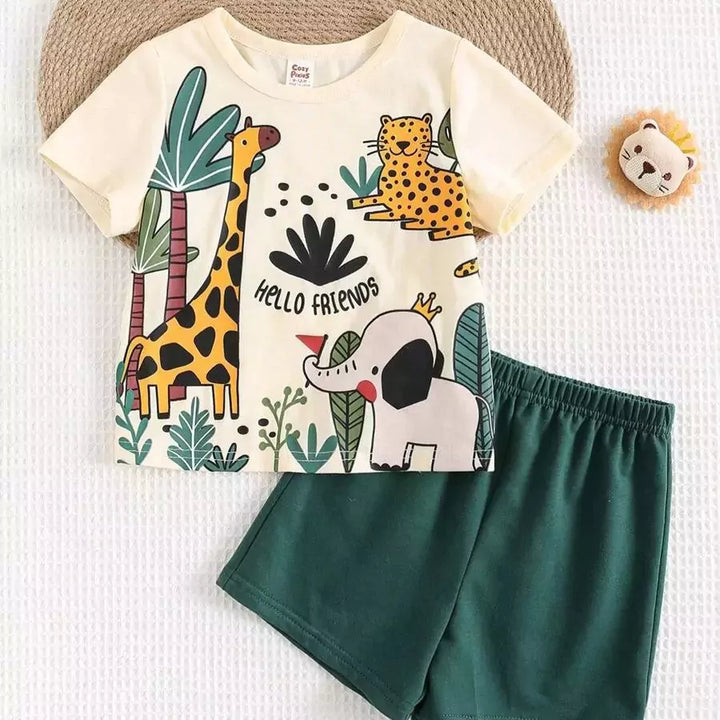 Conjunto Infantil Masculino Amigos da Selva 6 Meses a 3 Anos