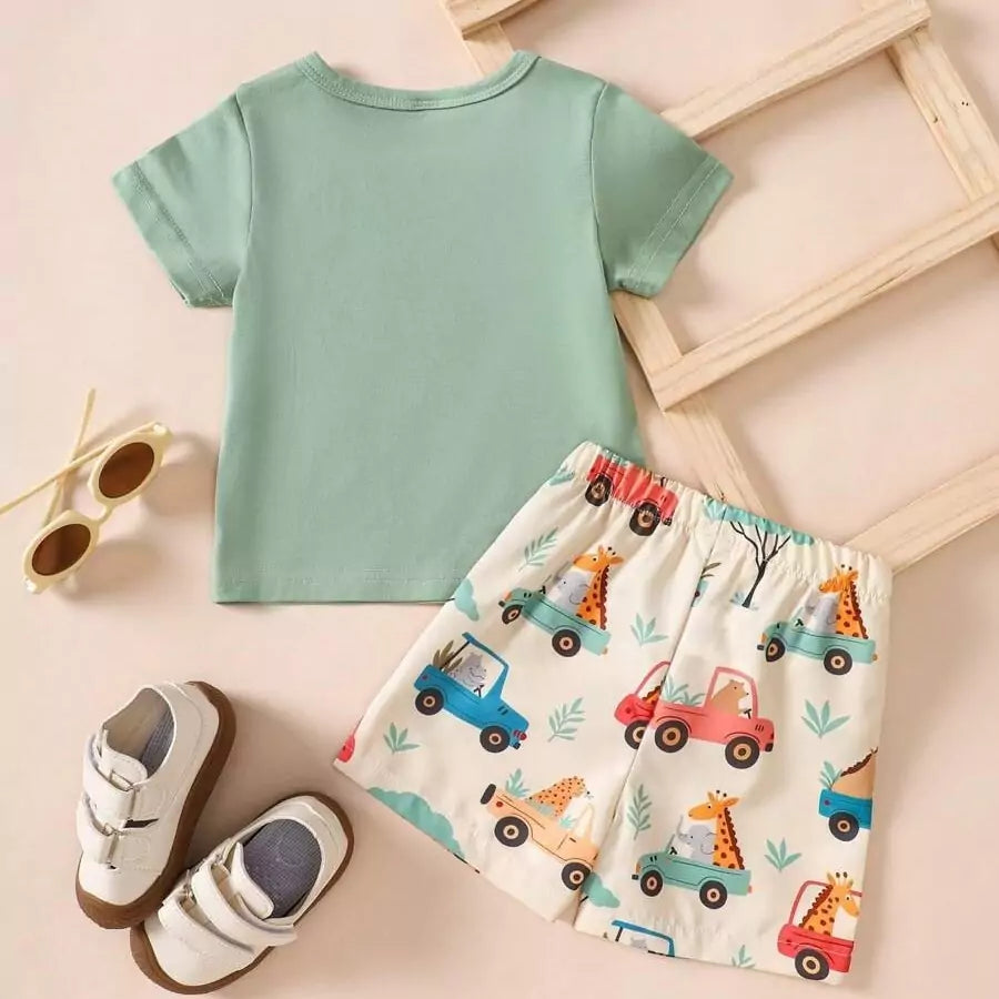 Conjunto Infantil Masculino Safari Estampado 6 Meses a 3 Anos