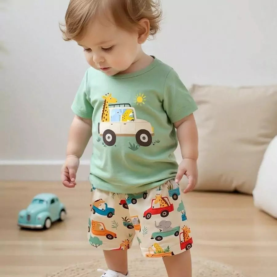 Conjunto Infantil Masculino Safari Estampado 6 Meses a 3 Anos