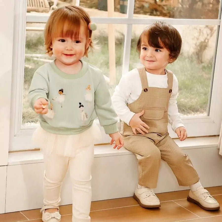 Conjunto Infantil Moletom com Tule e Estampa Bailarina 6M a 3A