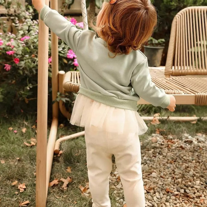 Conjunto Infantil Moletom com Tule e Estampa Bailarina 6M a 3A