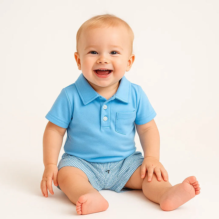 Conjunto Verão Bebê Menino Body Polo e Shorts 3-18 Meses - Varialle