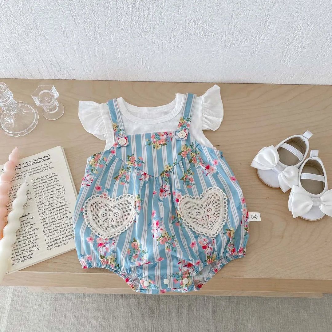 Conjunto Bebê Floral Floresce em Algodão – Macacão e Blusa 3 a 24 Meses Varialle