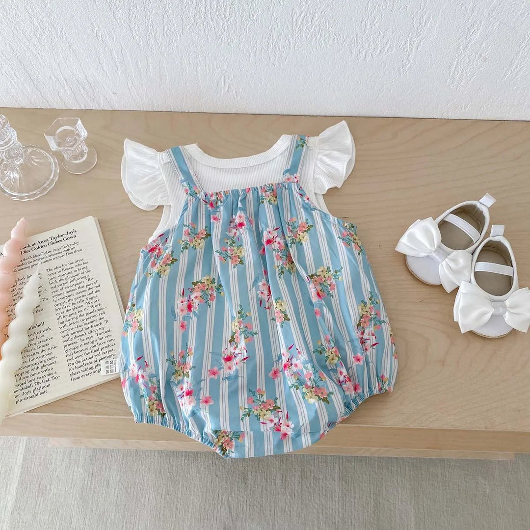 Conjunto Bebê Floral Floresce em Algodão – Macacão e Blusa 3 a 24 Meses Varialle