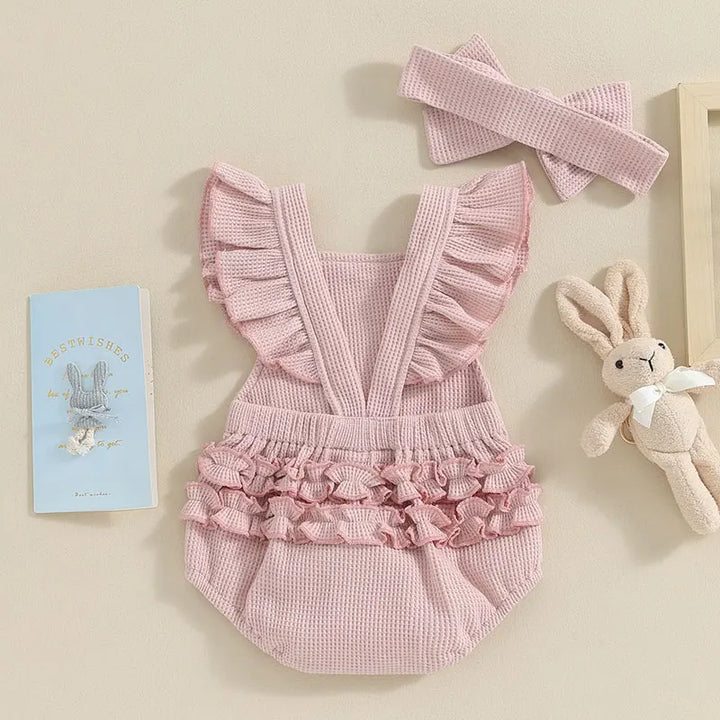 Conjunto Body Bebê Menina Coelho com Pompom e Headband 0 a 18 Meses Varialle