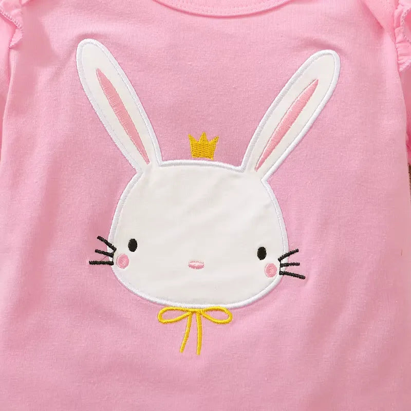 Conjunto Infantil Body Coelhinho, Saia Tutu Rosa e HeadBand 0 a 18 Meses Varialle