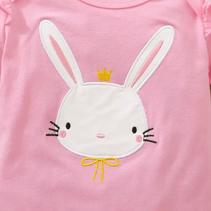 Conjunto Infantil Body Coelhinho, Saia Tutu Rosa e HeadBand 0 a 18 Meses Varialle