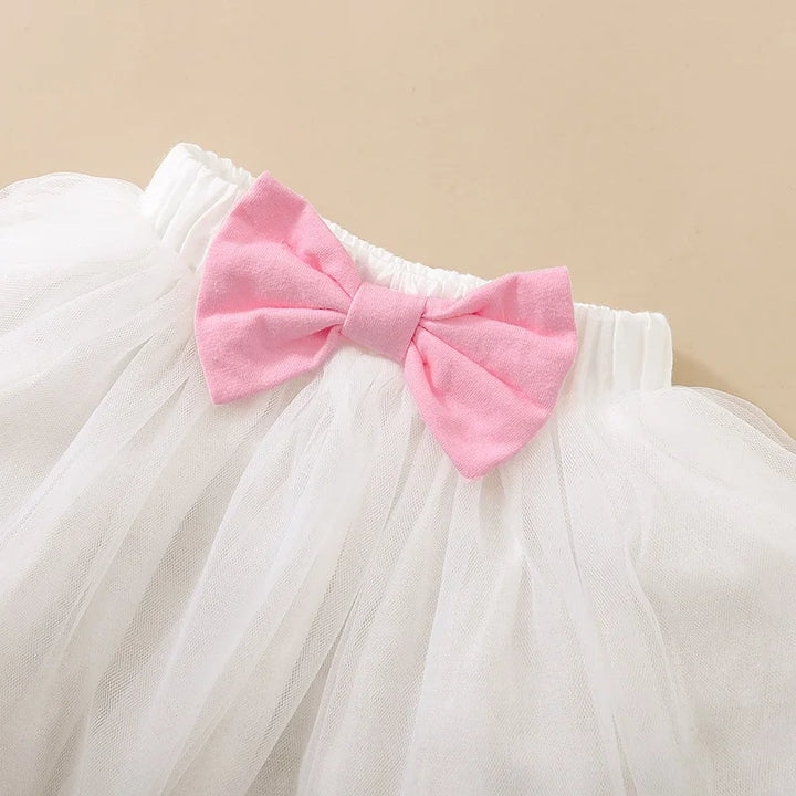 Conjunto Infantil Body Coelhinho, Saia Tutu Rosa e HeadBand 0 a 18 Meses Varialle