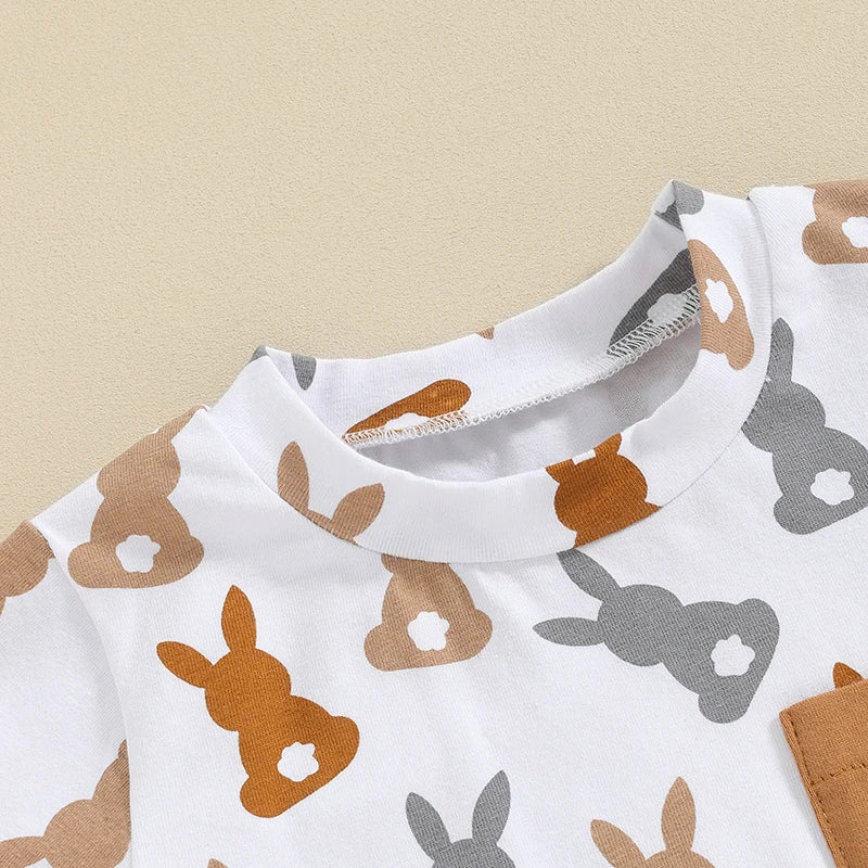 Conjunto Infantil Camiseta Estampa Coelho e Shorts Marrom 3 Meses a 3 Anos Varialle