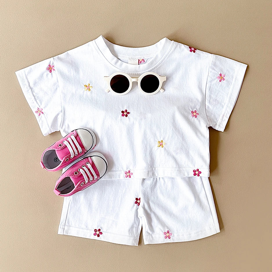 Conjunto Verão Bebê Algodão Floral 2 Peças 6 Meses a 3 Anos Varialle