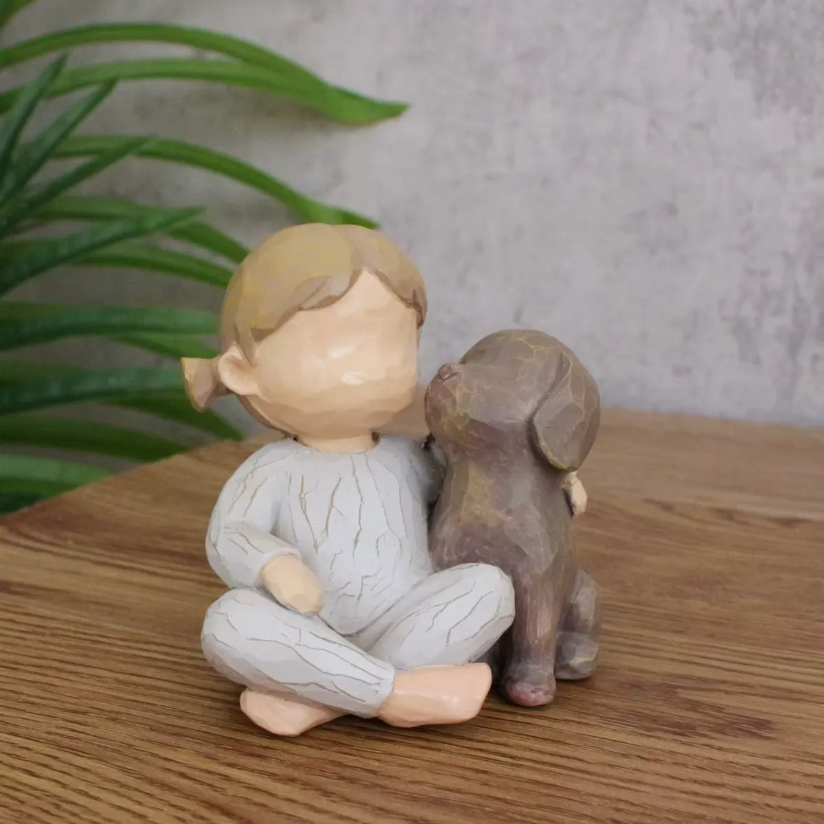 Decoração em Resina Criança e Cachorro Varialle