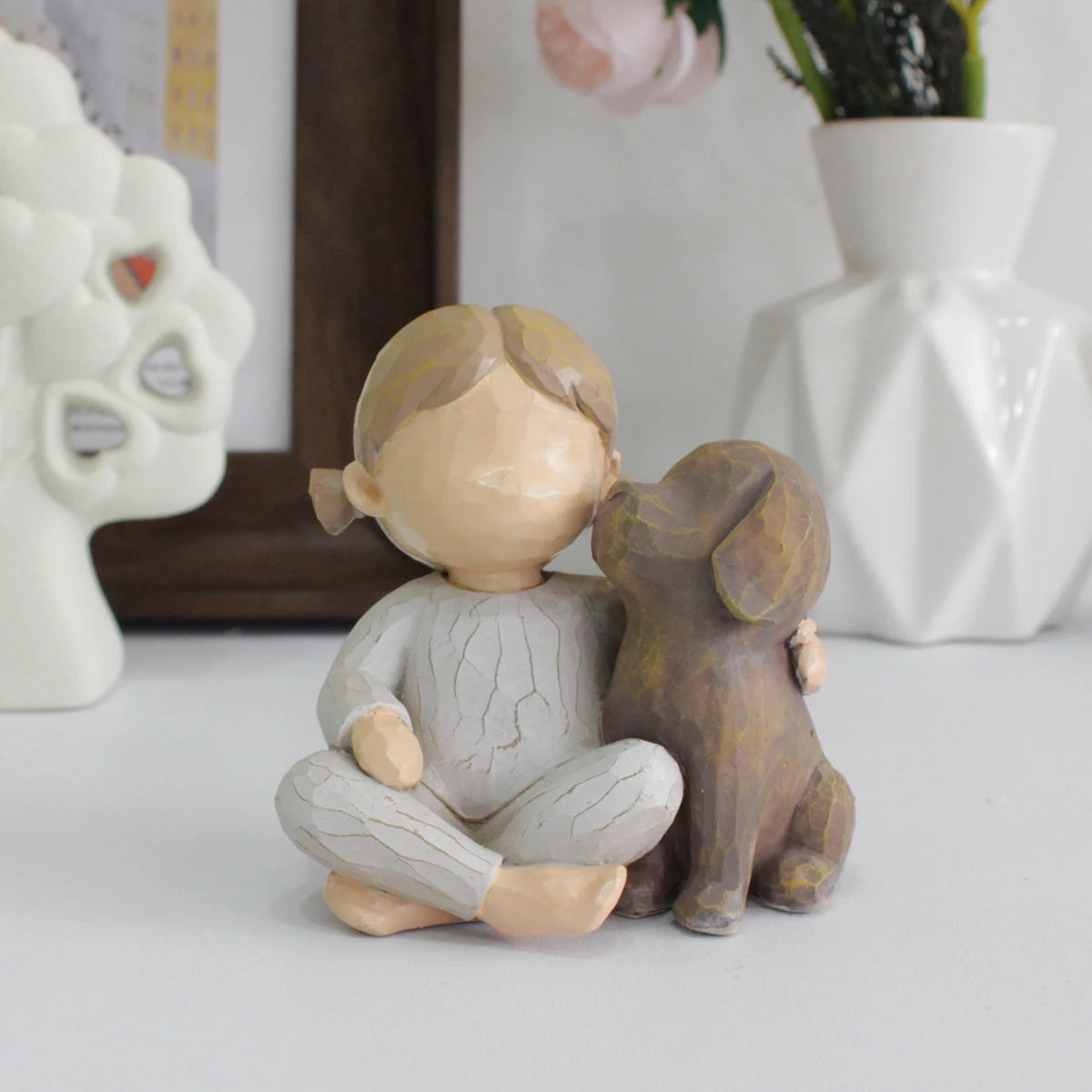 Decoração em Resina Criança e Cachorro Varialle