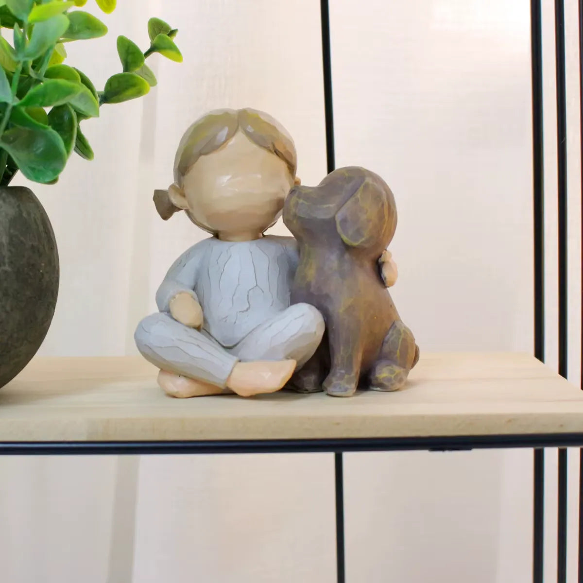 Decoração em Resina Criança e Cachorro Varialle