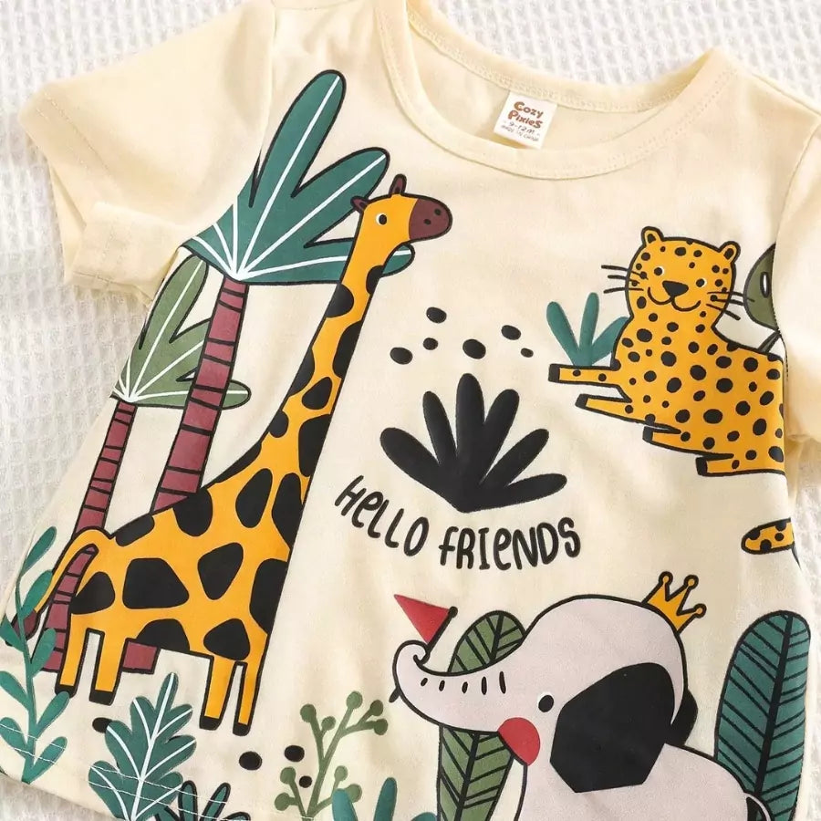 Conjunto Infantil Masculino Amigos da Selva 6 Meses a 3 Anos