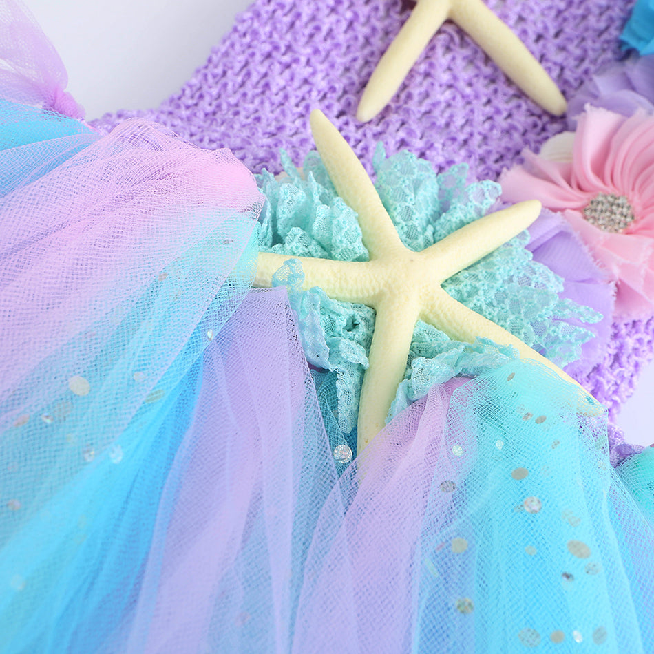 Fantasia Infantil Sereia Princesa com Vestido e Acessorios 1 a 12 Anos Varialle