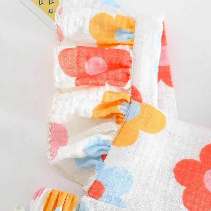 Macacão Bebê Flor de Algodão 0 a 9 Meses