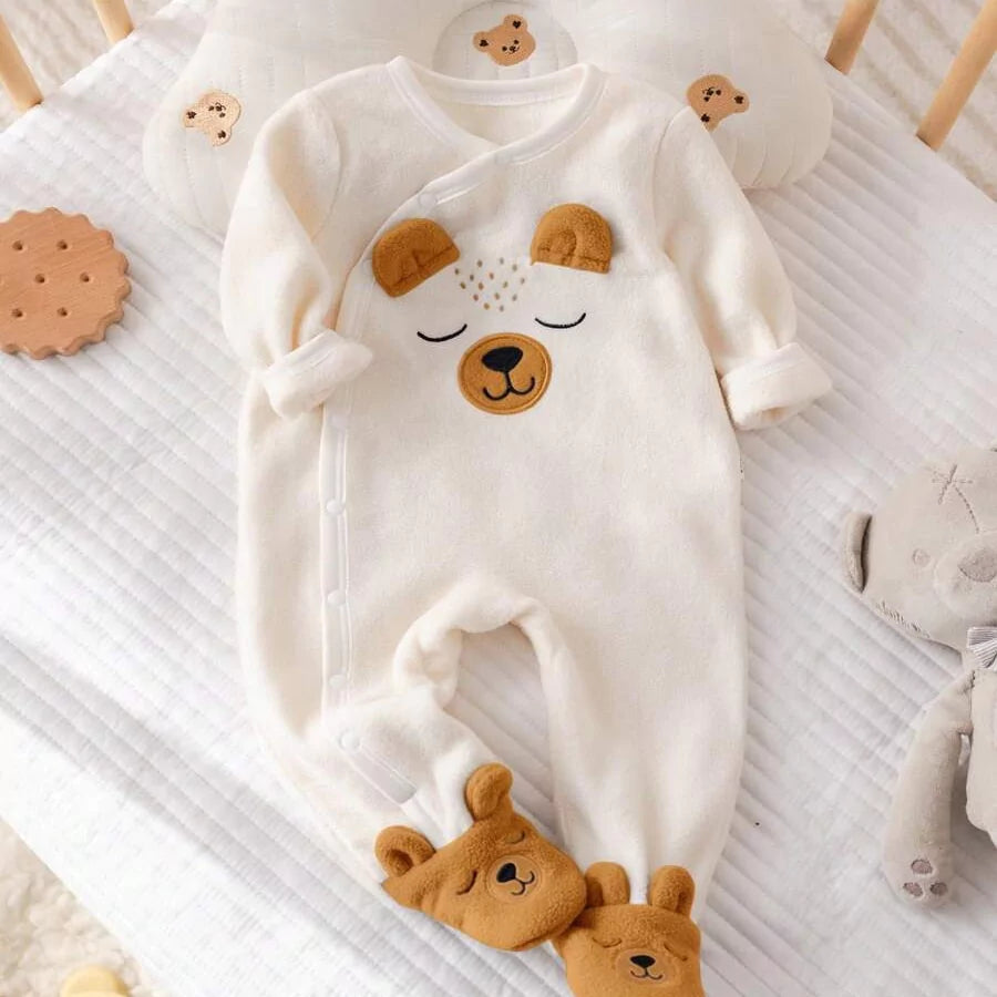 Macacão Infantil Fleece Ursinho 0 a 9 Meses