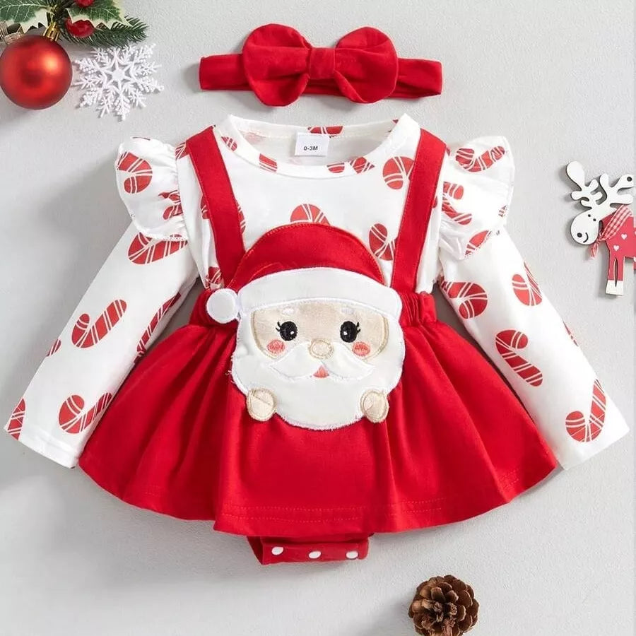 Macacão Romper Bebê Natal Temático Papai Noel 1 a 18 Meses