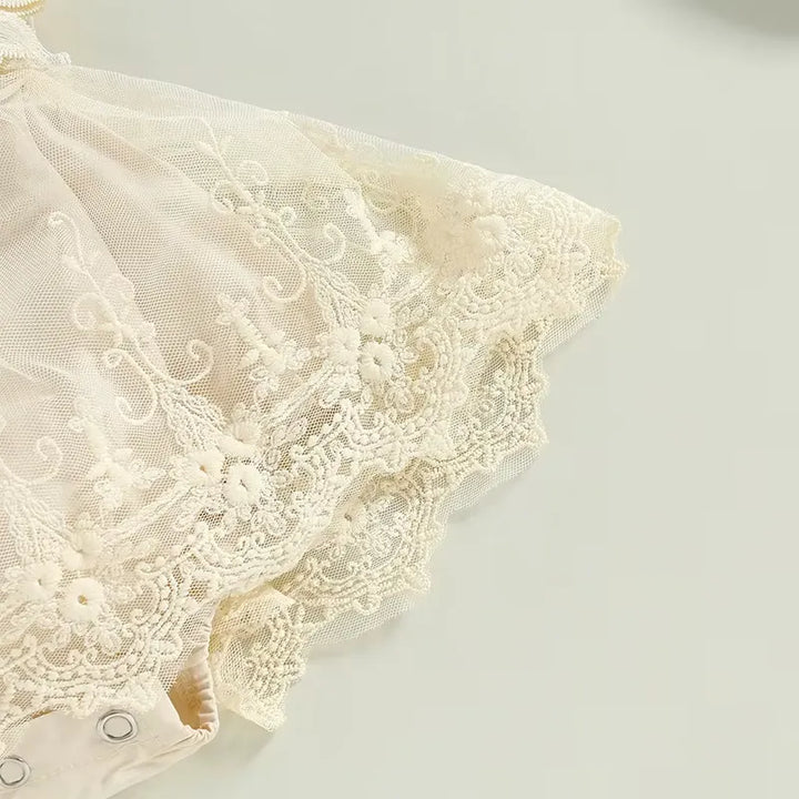 Romper de Renda Floral com Faixa - Pétalas de Algodão 0 a 18 Meses, Varialle