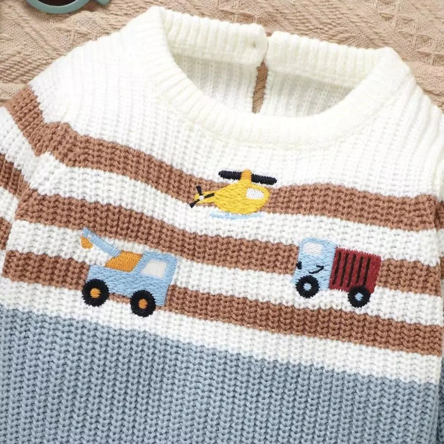 Sueter Infantil Menino Listrado Bordado 6 Meses a 3 Anos