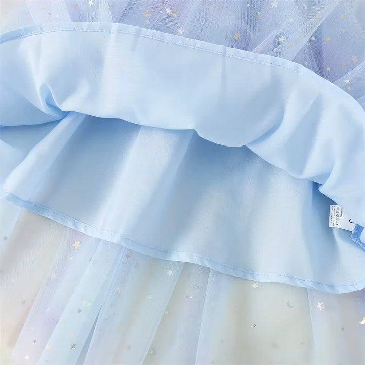 Vestido Infantil de Tule Multicolorido com Estrelas 9 Meses a 5 Anos Varialle