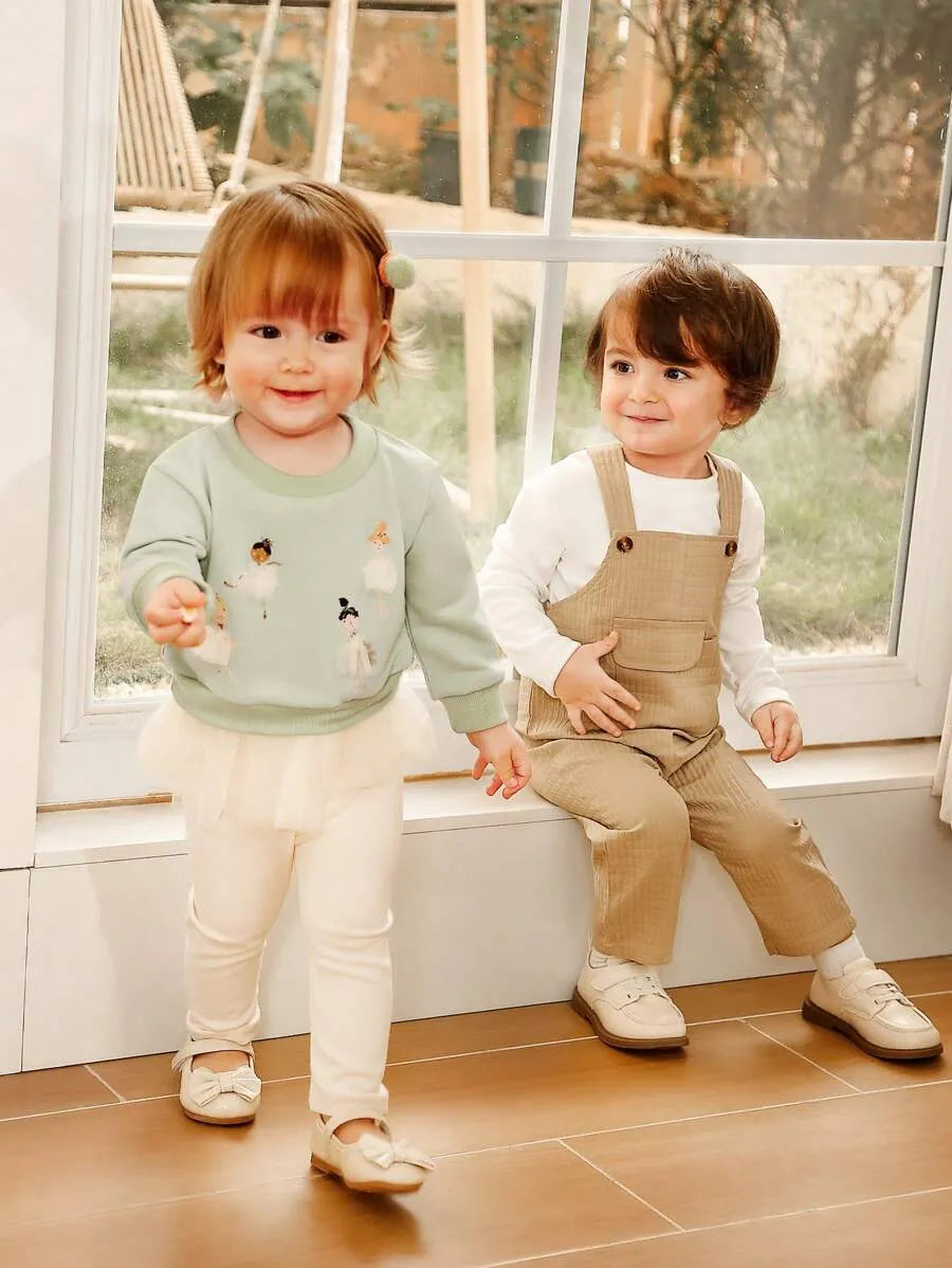conjunto infantil para meninas com moletom de bailarina e calça com tule delicado Varialle