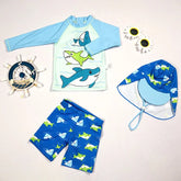 Conjunto de Natação Infantil com Estampa de Tubarão e Proteção UV - 3 Peças - Varialle