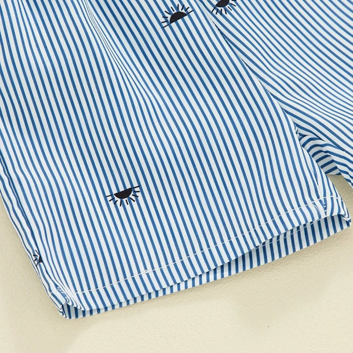 Conjunto de Verão Bebê Menino Body Gola Polo e Shorts Listrados com Estampa de Sol - Varialle