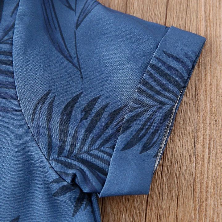 Conjunto de Verão para Bebê Menino Camisa com Estampa de Folhas e Bermuda - Varialle