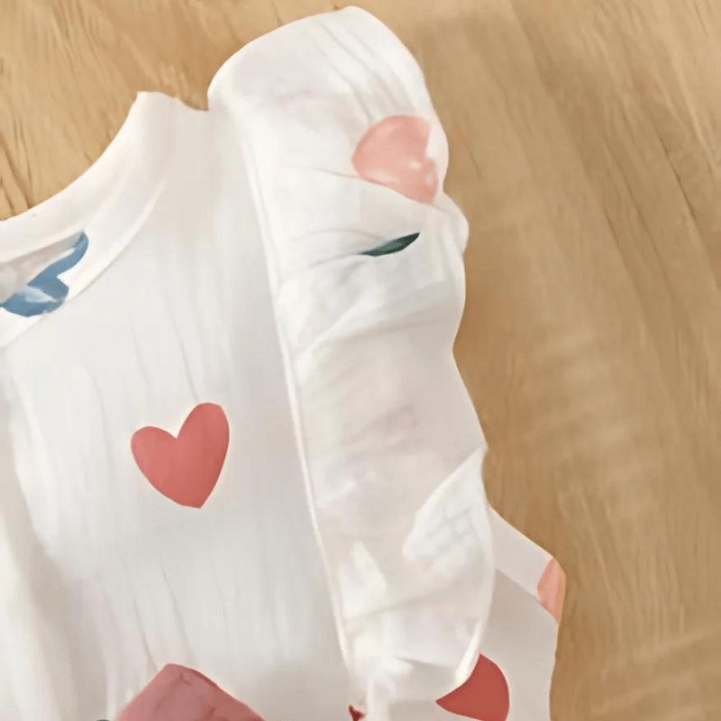 Conjunto de Vestido e Chapéu para Bebês com Estampa de Corações - EncantBaby - Varialle