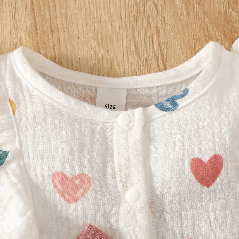 Conjunto de Vestido e Chapéu para Bebês com Estampa de Corações - EncantBaby - Varialle