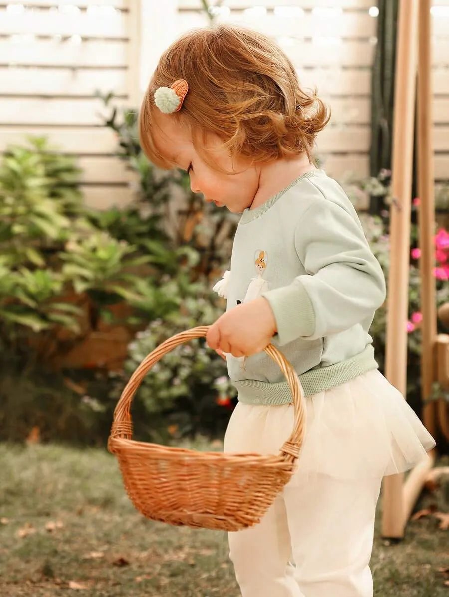 conjunto infantil para meninas com moletom de bailarina e calça com tule delicado Varialle