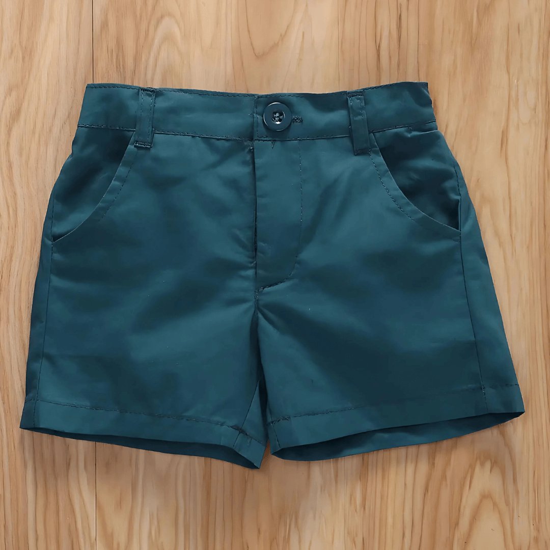 Conjunto Infantil Masculino de Verão Camisa com Estampa de Folhas e Shorts Lisos - Varialle