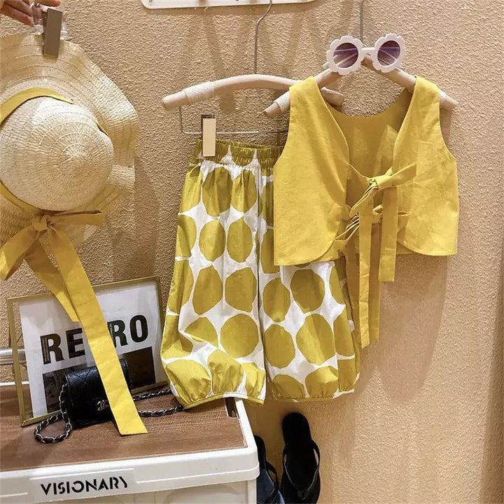 Conjunto Infantil Sol Brilhante de 3 Peças - Top, Calça e Chapéu de Verão - Varialle