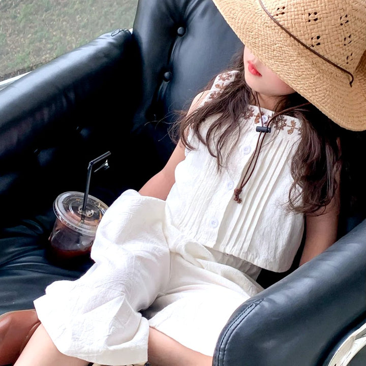 Conjunto Infantil Verão Meninas Bordado Floral Branco - 3 a 7 Anos | LANÇAMENTO BLACK FRIDAY - Varialle