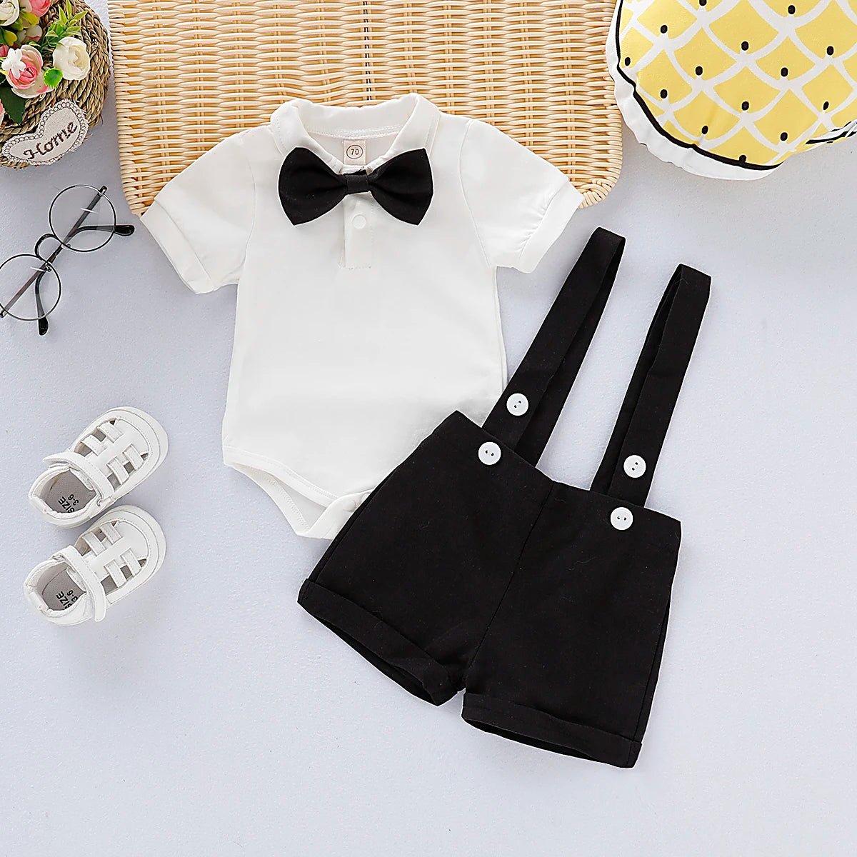 Conjunto Mini Cavalheiro Bebê - Body e Shorts 0 - 24 Meses - Varialle