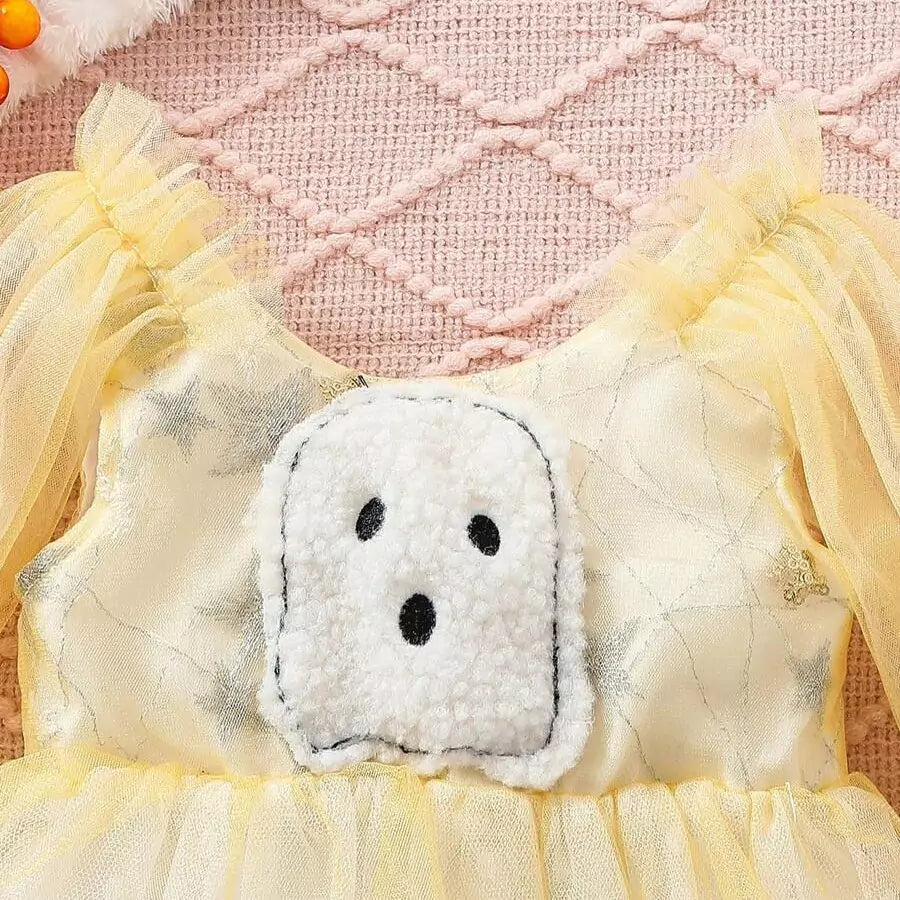 Fantasia Infantil Feminina Halloween Fantasminha Bebê 6 a 24 Meses