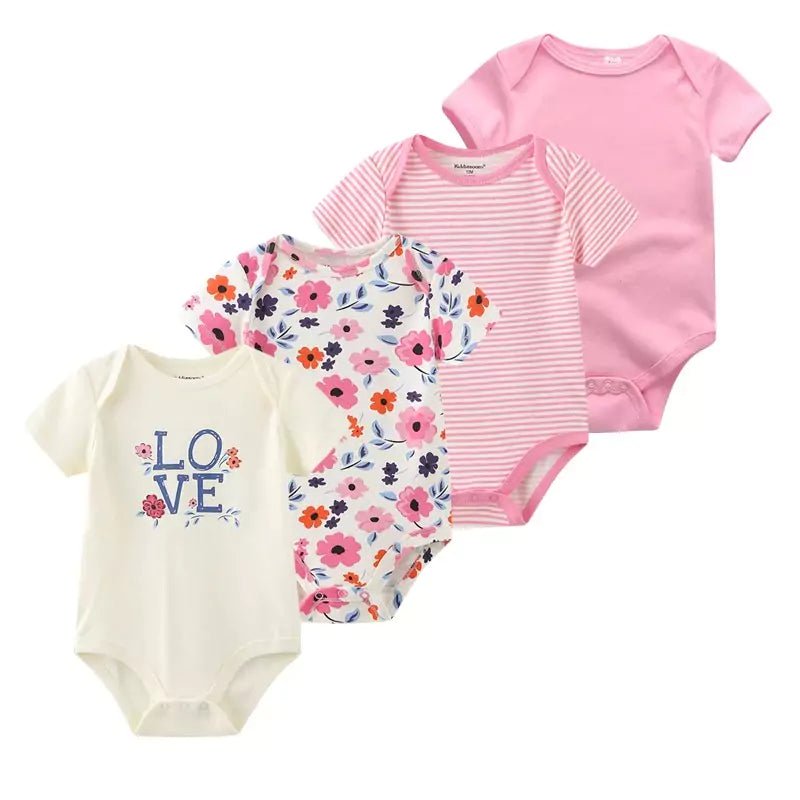 Kit 4 Bodies Bebê 100% Algodão Manga Curta - Bebilu - Varialle
