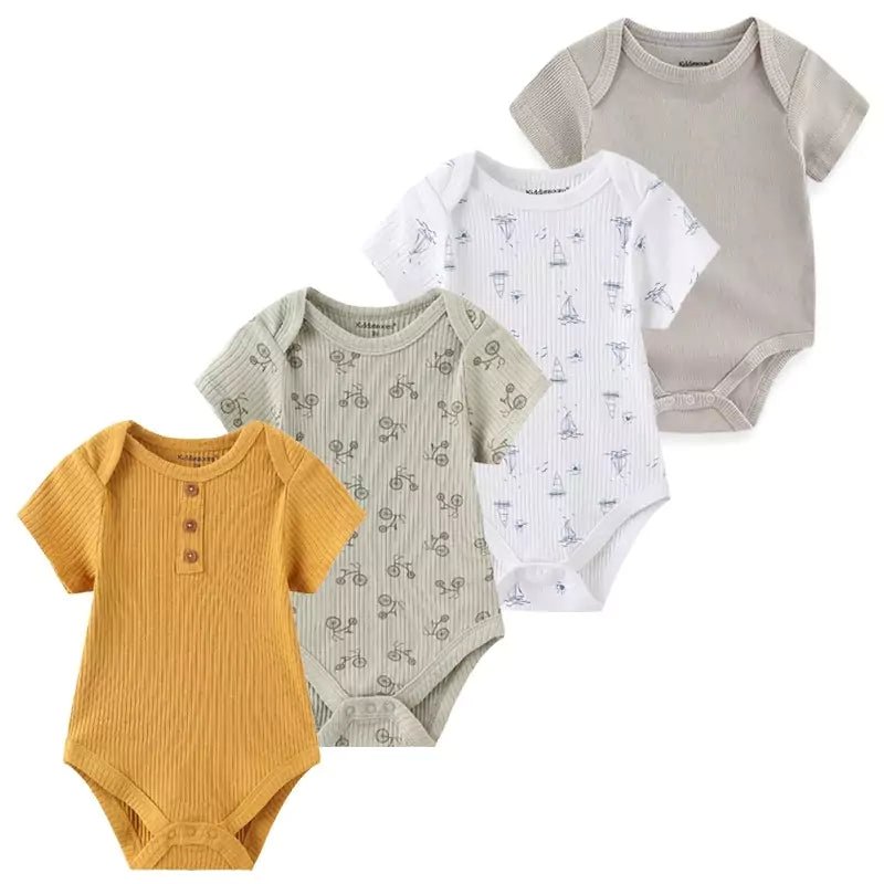 Kit 4 Bodies Bebê 100% Algodão Manga Curta - Bebilu - Varialle