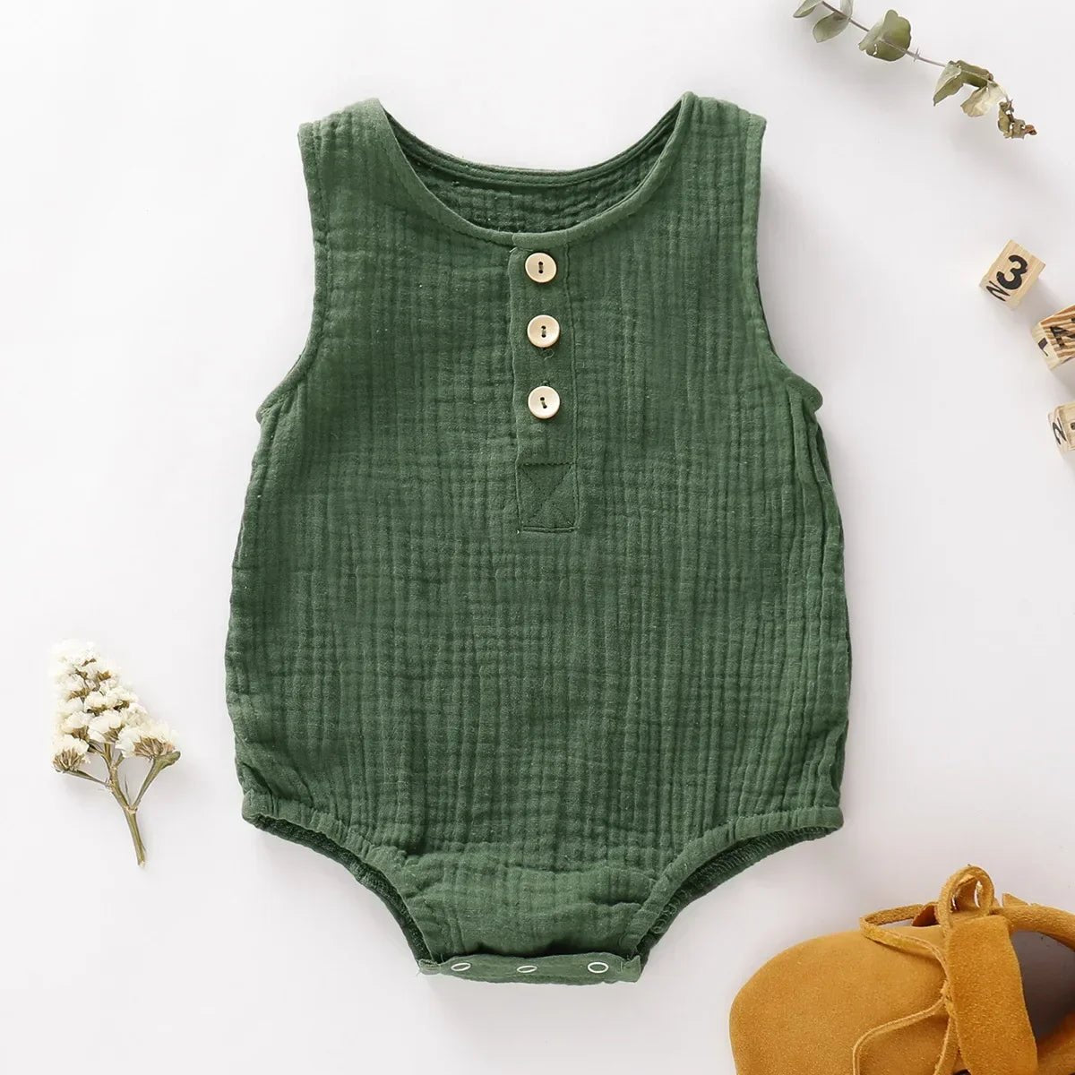 Macacão Infantil de Verão em Musselina Sem Mangas 0 - 18 Meses - Varialle