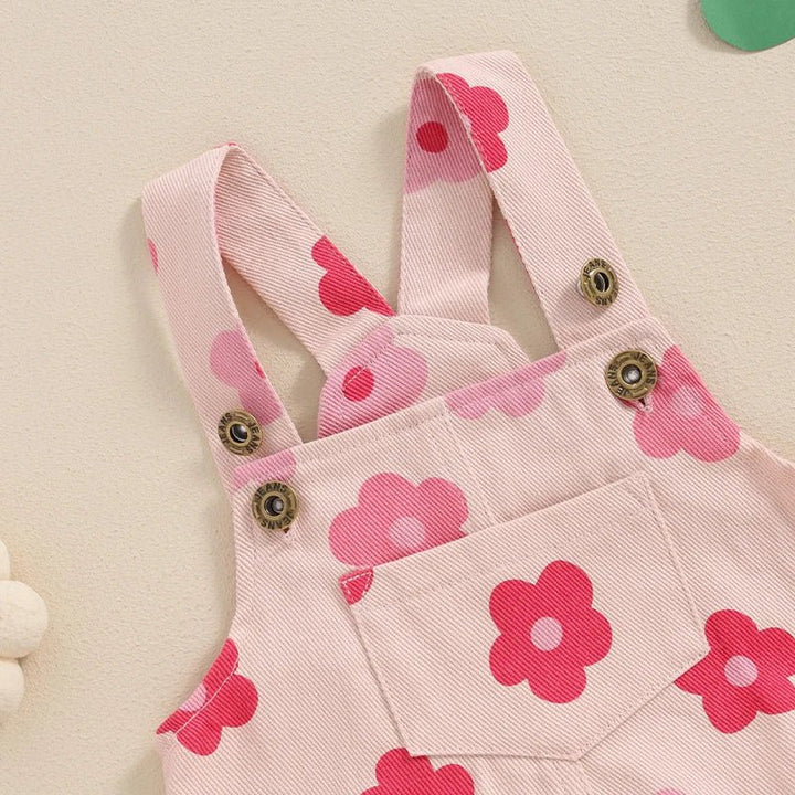 Macacão Jeans Florido Sem Mangas para Bebê Menina 0 - 18 Meses - Varialle