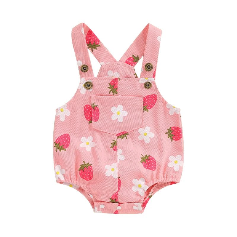 Macacão Jeans Florido Sem Mangas para Bebê Menina 0 - 18 Meses - Varialle