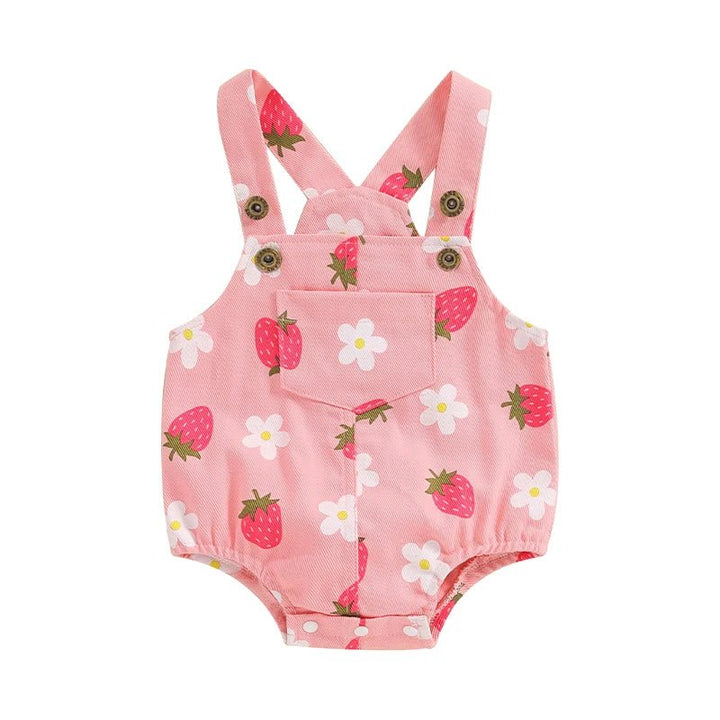 Macacão Jeans Florido Sem Mangas para Bebê Menina 0 - 18 Meses - Varialle