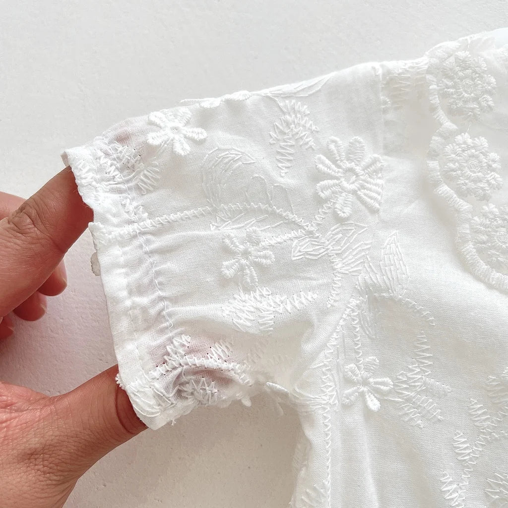 Romper para Bebê Bordado em Algodão com Manga Curta - Varialle